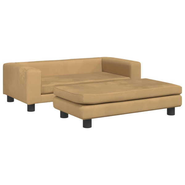 Cama para cães com extensão 100x50x30 cm veludo castanho M 2