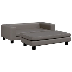 Cama para cães com extensão 100x50x30 cm couro artificial cinza H