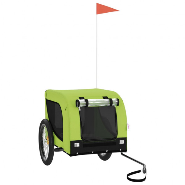 Remolque bicicleta para perros hierro tela Oxford verde negro M 2