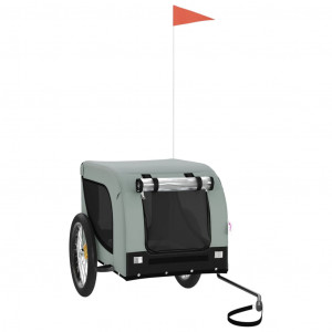 Remolque de bicicleta para perros hierro tela Oxford gris negro H