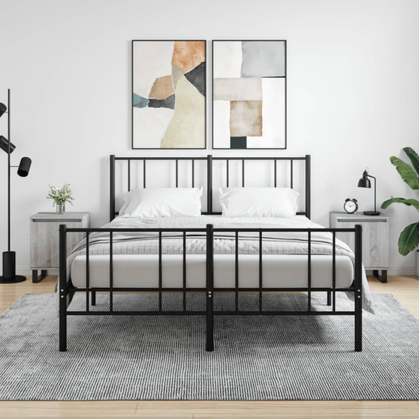 Mesita de noche 2 uds madera ingeniería gris Sonoma 40x30x50 cm D