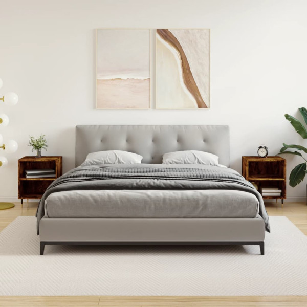 Mesitas de noche 2 uds madera ingeniería roble humo 40x30x50 cm D