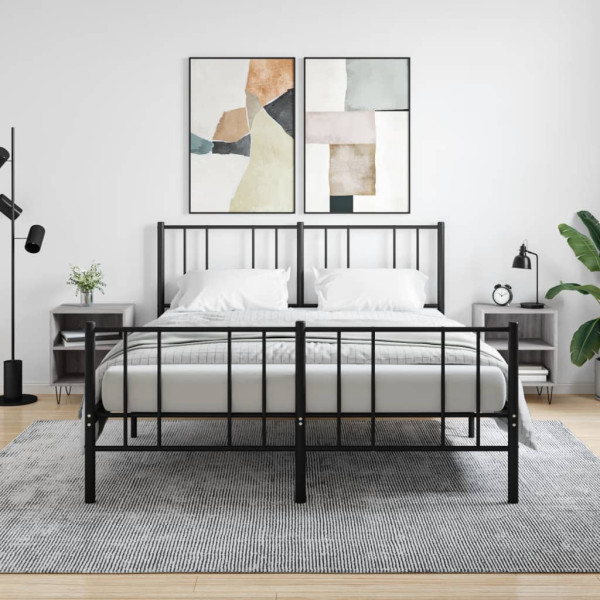 Mesita de noche 2 uds madera ingeniería gris Sonoma 40x30x50 cm D