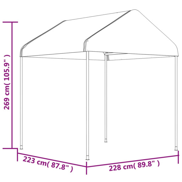Gazebo com telhado 2.28x2.23x2.69 m polietileno branco M 4