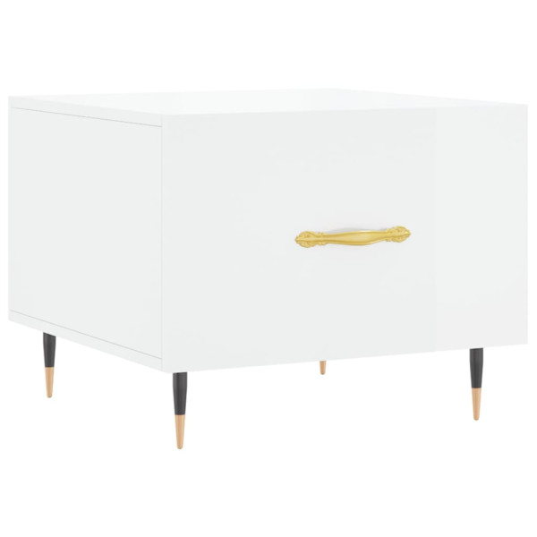 Mesa de centro madera de ingeniería brillo blanco 50x50x40 cm M 2