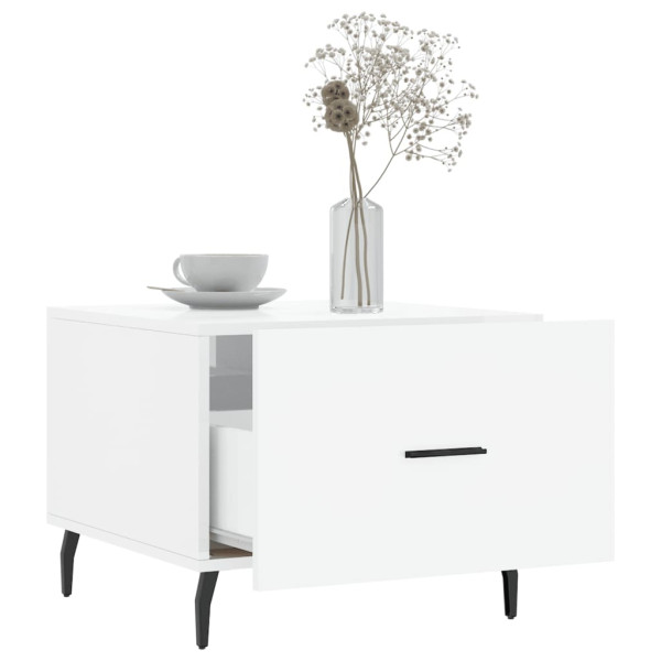 Mesa de centro madera de ingeniería brillo blanco 50x50x40 cm M 4