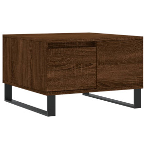 Mesa de centro madera contrachapada roble marrón 55x55x36.5 cm H