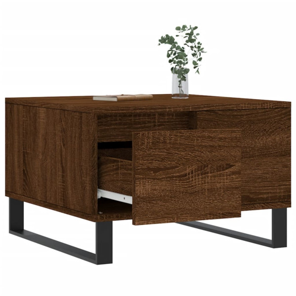 Mesa de centro madera contrachapada roble marrón 55x55x36.5 cm M 4