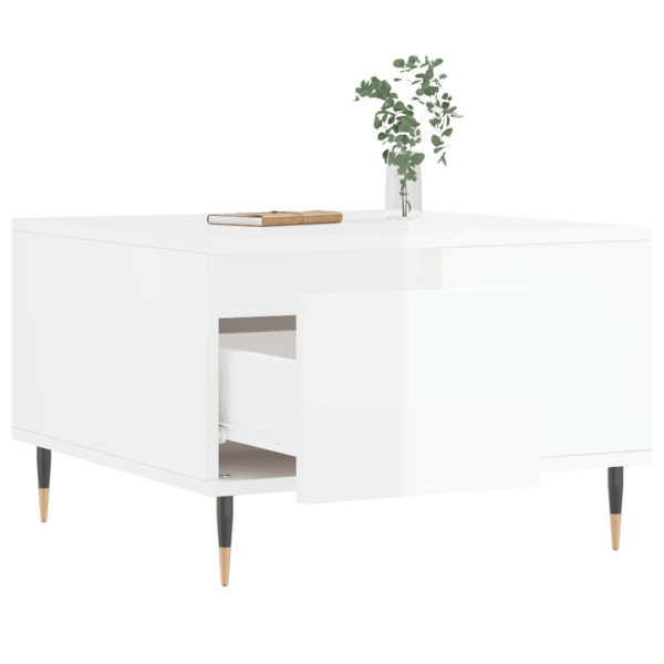 Mesa de centro 55x55x36.5 cm derivados madeira branco brilhante M 4