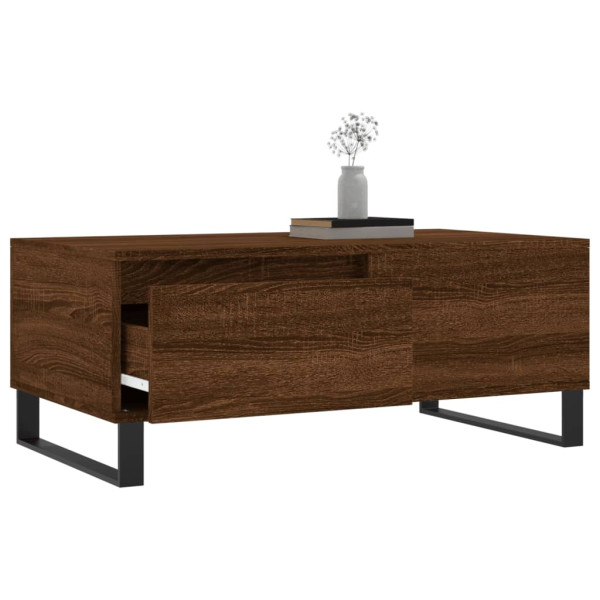 Mesa de centro madera contrachapada marrón roble 90x50x36.5 cm M 3