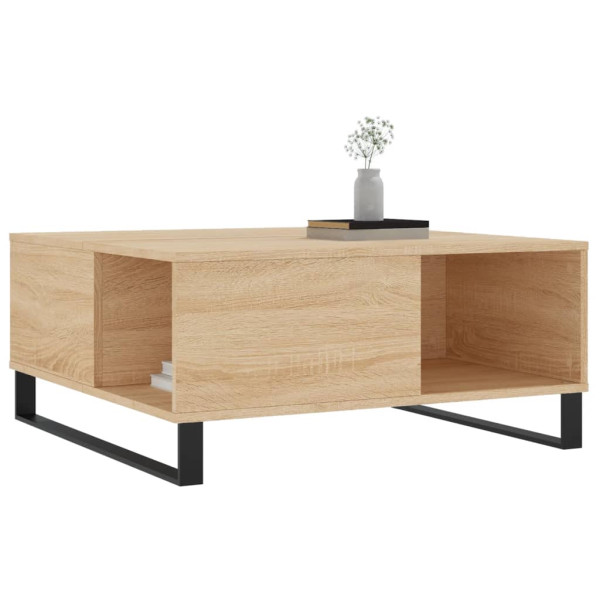 Mesa de centro madera contrachapada roble Sonoma 80x80x36.5 cm M 3