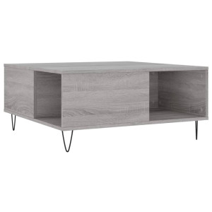 Mesa de centro madera contrachapada gris Sonoma 80x80x36.5 cm H