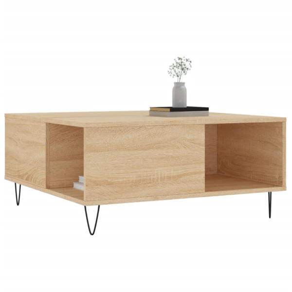 Mesa de centro madera contrachapada roble Sonoma 80x80x36.5 cm M 3