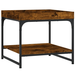 Mesa de centro madera ingeniería roble ahumado 49.5x49.5x45 cm H