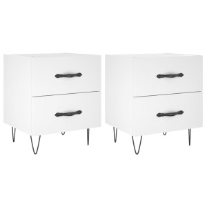 Mesitas de noche 2 uds madera ingeniería blanco 40x35x47.5 cm H