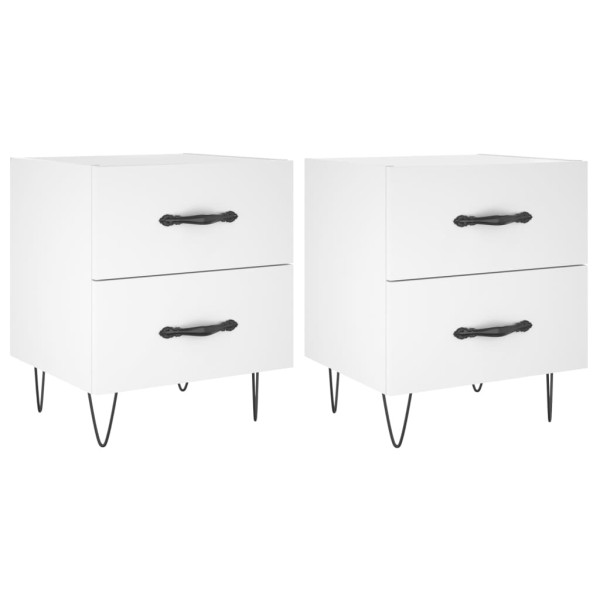 Mesitas de noche 2 uds madera ingeniería blanco 40x35x47.5 cm M 2