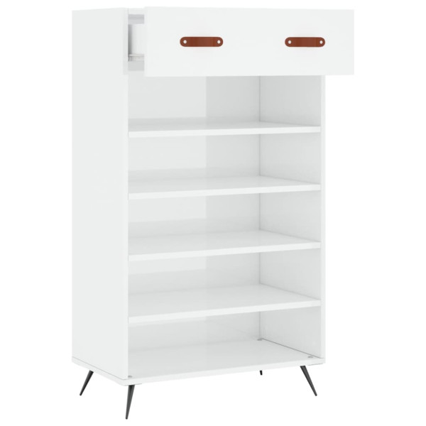 Mueble zapatero madera contrachapada blanco brillo 60x35x105 cm M 5