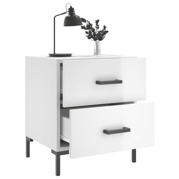 Mesita noche 2 uds madera ingeniería blanco brillo 40x35x47.5cm M 3