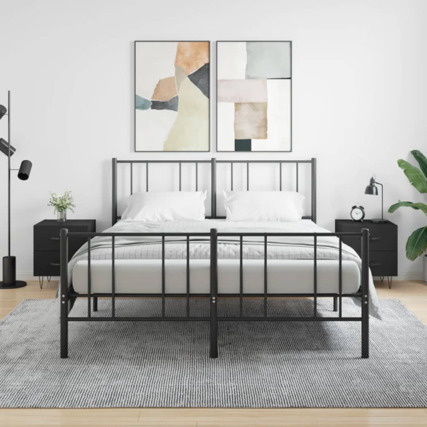 Mesitas de noche 2 uds madera ingeniería negro 40x35x47.5 cm D