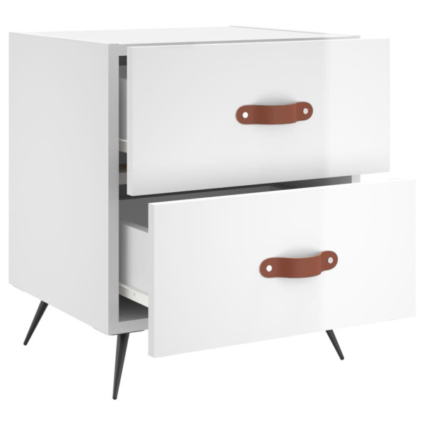 Mesa de cabeceira derivados de madeira branco brilhante M 3