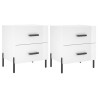 Mesas de cabeceira 2pcs derivados de madeira branco brilhante 2