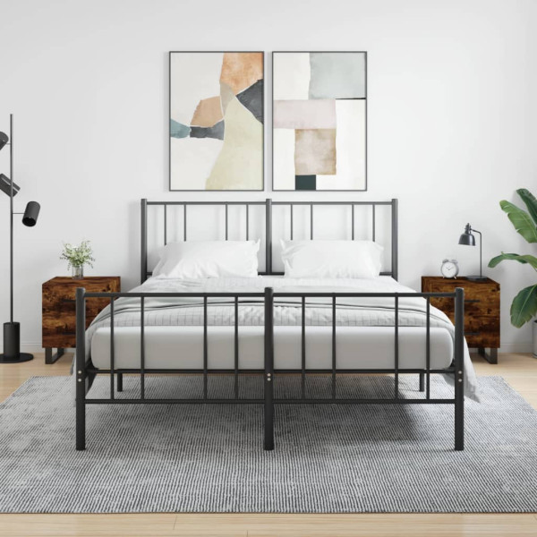 Mesita noche 2 uds madera ingeniería roble ahumado 40x35x47.5cm D