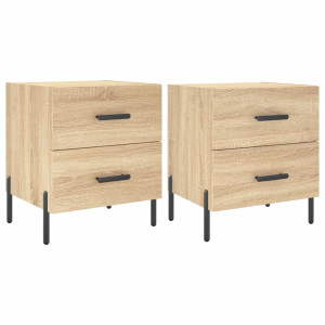 Mesita noche 2 uds madera ingeniería roble Sonoma 40x35x47.5 cm H