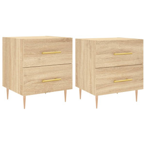 Mesita noche 2 uds madera ingeniería roble Sonoma 40x35x47.5 cm H