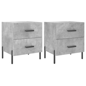 Mesita noche 2 uds madera ingeniería gris hormigón 40x35x47.5cm H