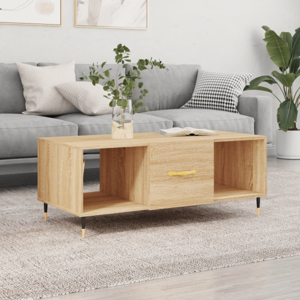 Mesa de centro madera contrachapada roble Sonoma 102x50x40 cm D