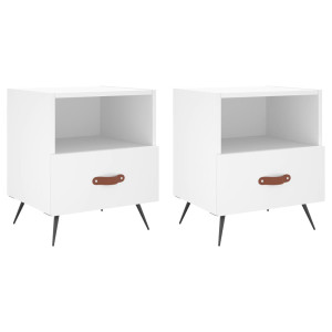 Mesas de cabeceira 2 pcs 40x35x47.5 cm deriv. de madeira branco H