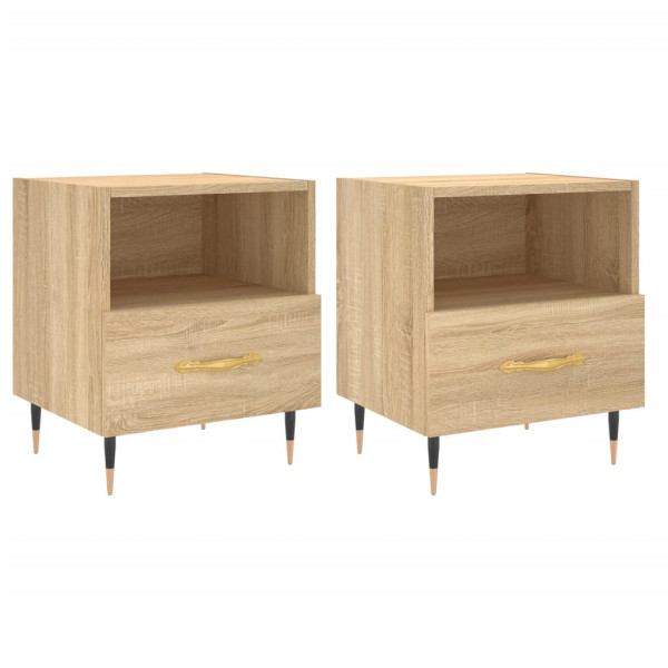 Mesita noche 2 uds madera ingeniería roble Sonoma 40x35x47.5 cm M 2