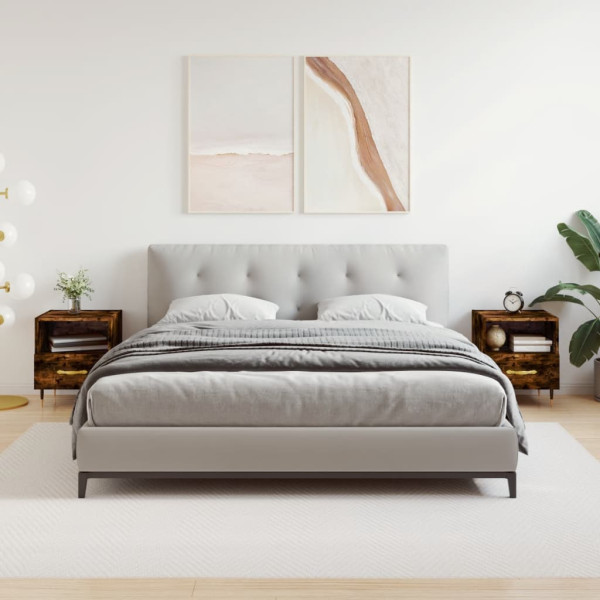 Mesita noche 2 uds madera ingeniería roble ahumado 40x35x47.5cm D