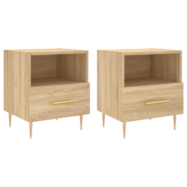 Mesita noche 2 uds madera ingeniería roble Sonoma 40x35x47.5 cm M 2