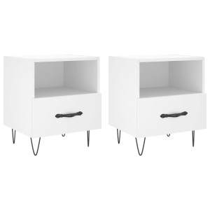 Mesas de cabeceira 2 pcs 40x35x47.5 cm deriv. de madeira branco H