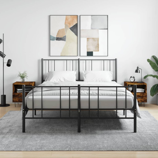 Mesita noche 2 uds madera ingeniería roble ahumado 40x35x47.5cm D