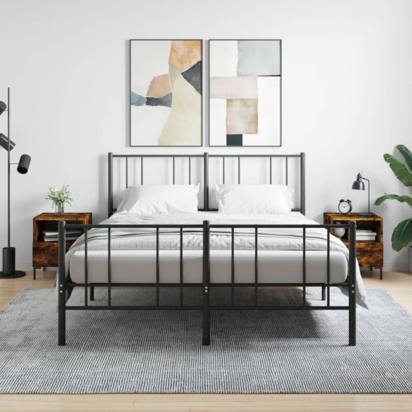 Mesita noche 2 uds madera ingeniería roble ahumado 40x35x47.5cm D