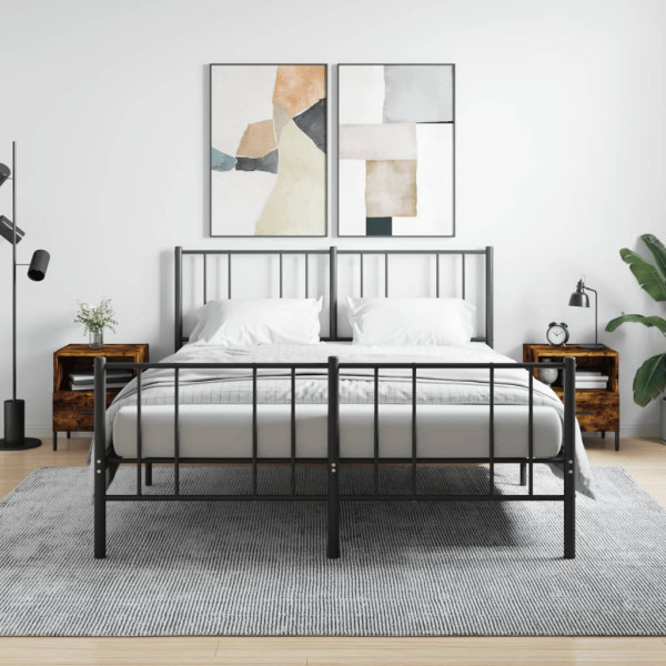 Mesita noche 2 uds madera ingeniería roble ahumado 40x35x47.5cm D