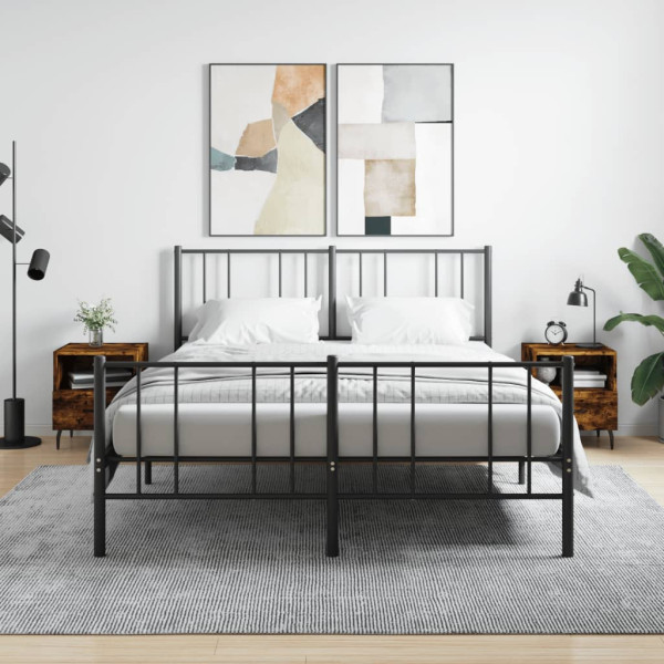 Mesita noche 2 uds madera ingeniería roble ahumado 40x35x47.5cm D