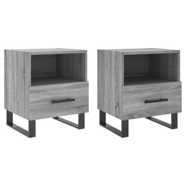 Mesitas noche 2 uds madera ingeniería gris Sonoma 40x35x47.5 cm M 2