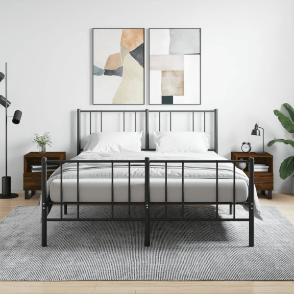 Mesita noche 2 uds madera ingeniería marrón roble 40x35x47.5 cm D