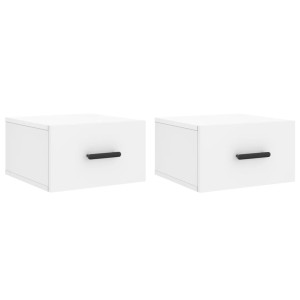 Mesas de cabeceira montagem na parede 2 pcs 35x35x20 cm branco H