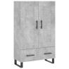 Aparador alto madera de ingeniería gris hormigón 69.5x31x115 cm 2