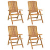 Cadeiras de jardim reclináveis c/ almofadões 4 pcs teca maciça 3