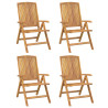 Cadeiras de jardim reclináveis c/ almofadões 4 pcs teca maciça 3
