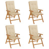 Cadeiras de jardim reclináveis c/ almofadões 4 pcs teca maciça 2