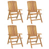 Cadeiras de jardim reclináveis c/ almofadões 4 pcs teca maciça 3