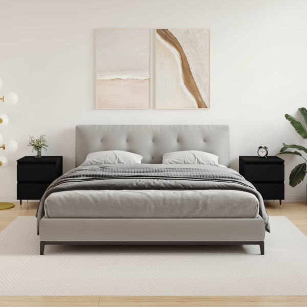 Mesitas de noche 2 uds madera de ingeniería negro 40x35x50 cm D