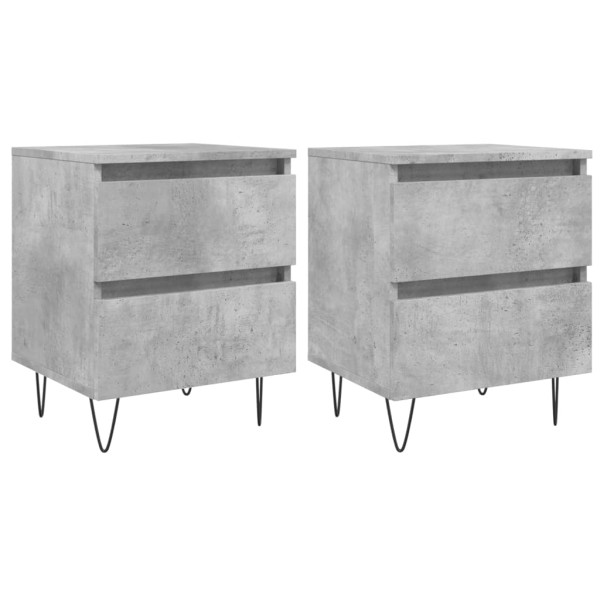 Mesas de cabeceira 2 pcs derivados de madeira cinzento cimento M 2