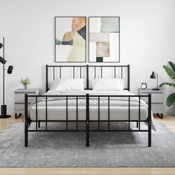 Mesita de noche 2 uds madera ingeniería gris Sonoma 40x35x50 cm D